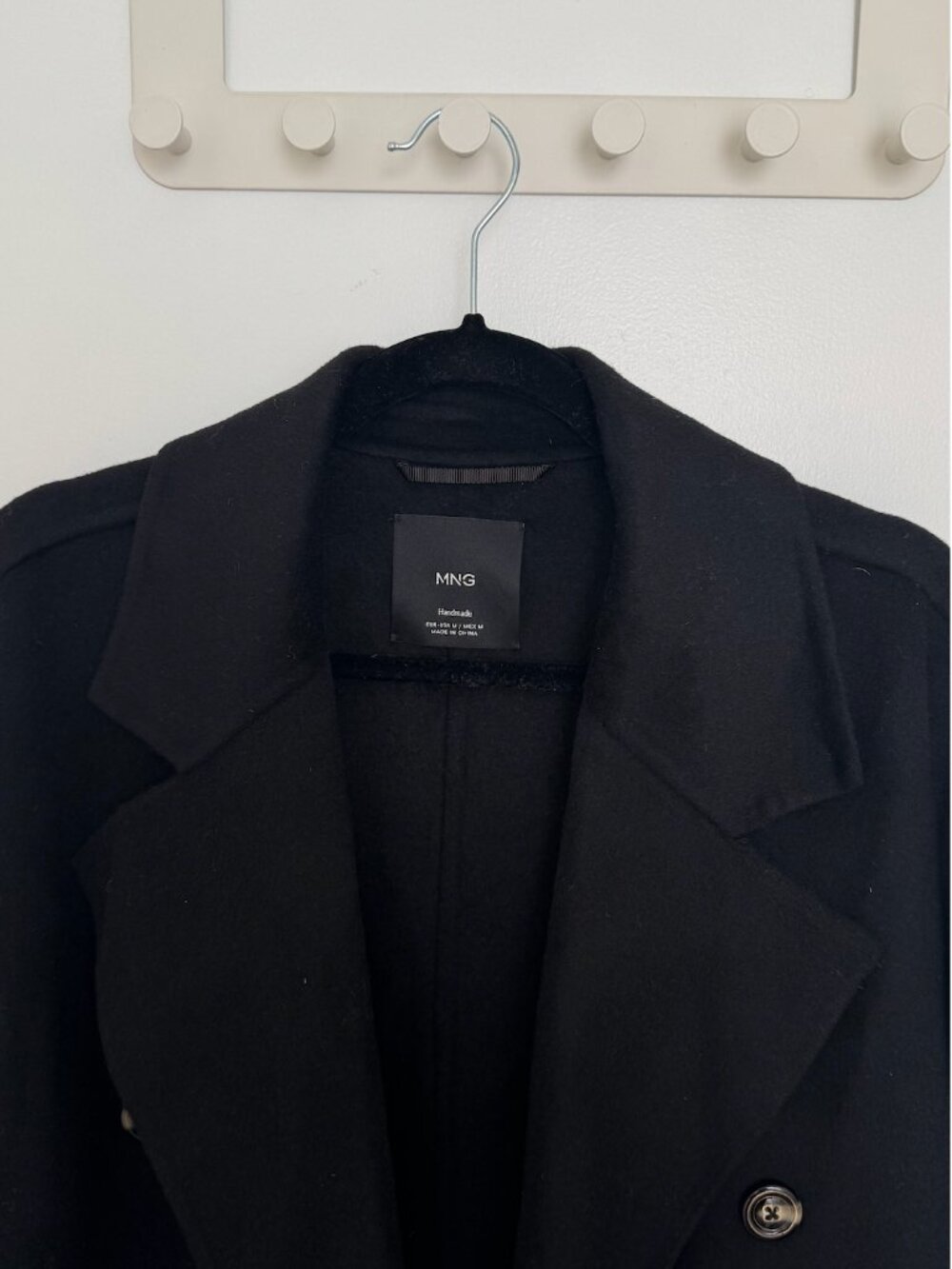 Mango Handmade Oversized Wool Coat - Black NWT M - Picture 5 of 5
